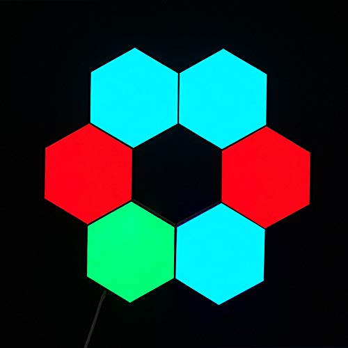 Sensory Hex Lights 6 Pack – Modular LED Wall Panels with Touch Control & Remote – USB Powered Stick-On RGB Panels for Gaming, Sensory Rooms, and Home Decor