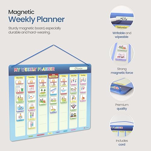 LIKARTO® Visual Timetable Weekly Planner for Kids - Montessori Magnetic Board