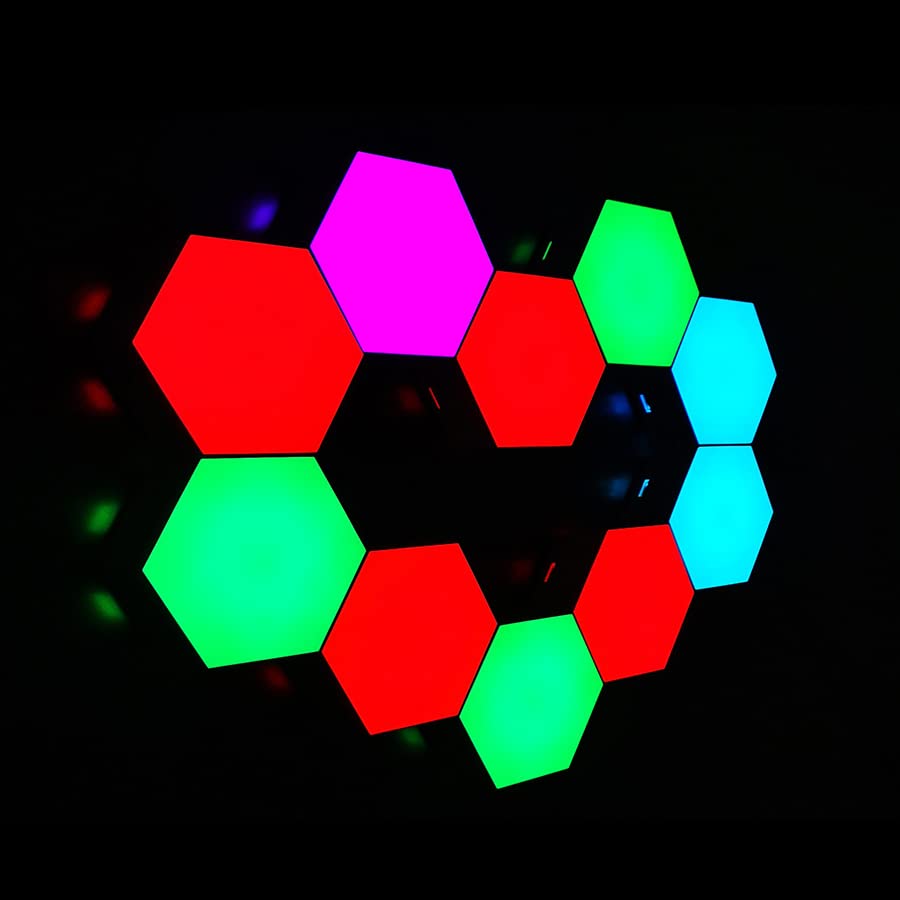 Sensory Hex Lights 6 Pack – Modular LED Wall Panels with Touch Control & Remote – USB Powered Stick-On RGB Panels for Gaming, Sensory Rooms, and Home Decor