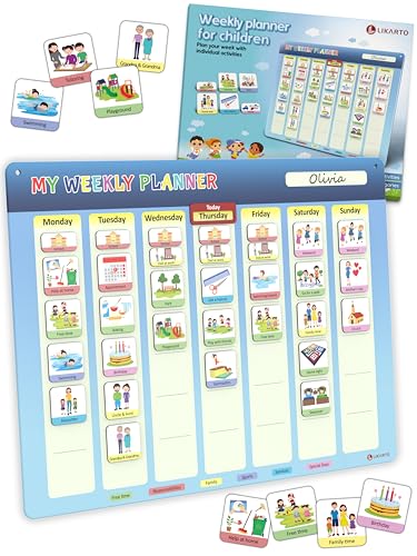 LIKARTO® Visual Timetable Weekly Planner for Kids - Montessori Magnetic Board