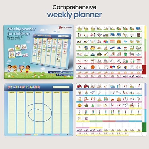 LIKARTO® Visual Timetable Weekly Planner for Kids - Montessori Magnetic Board