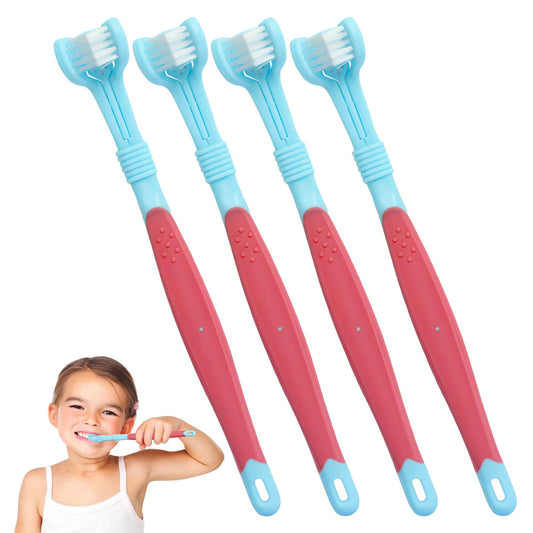 Autism Toothbrush Kids,4PCS 3 Sided Toothbrush Kids,3 Sided Toothbrushes,3 Sided Sensory