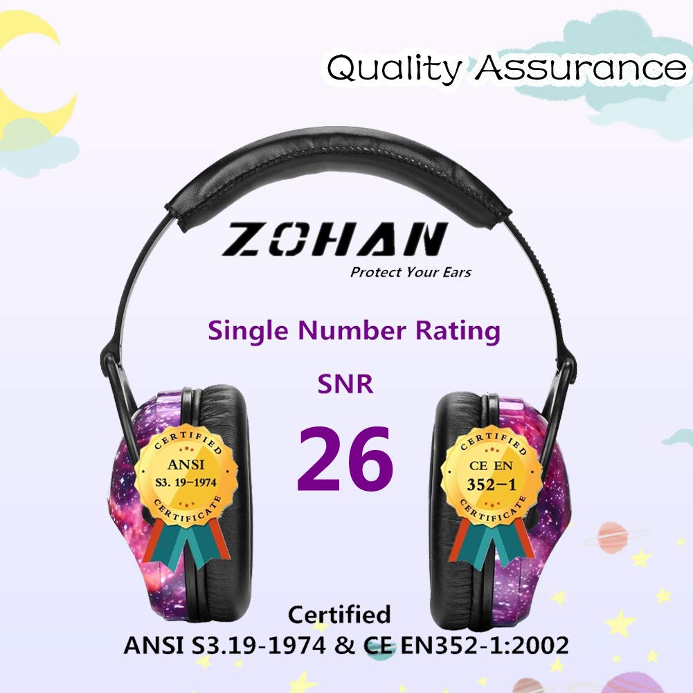 ZOHAN 030 Kids Ear Defenders, [Upgraded] Hearing Protection for Children have Sensory Issues, Noise Reduction Safety Earmuffs for Toddler with Autism, Ideal for Fireworks, Concerts, Cinema - Nebula