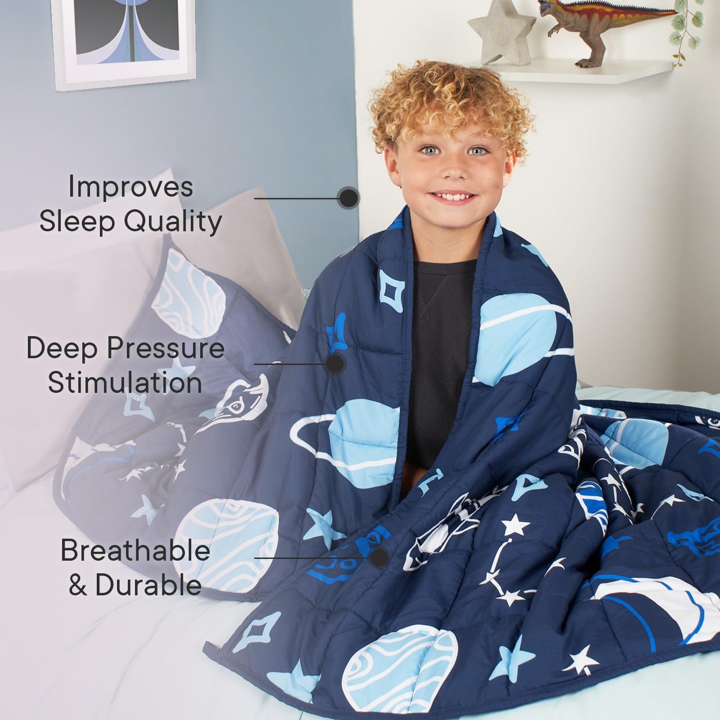 OHS Weighted Blanket Teddy Fleece 3kg Space Navy, Single Weighted Blanket for Adults Calming Stress Relief Anti Anxiety Weighted Blanket Gift for Men Women