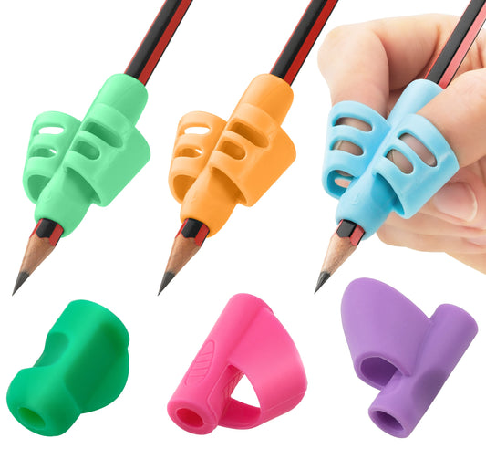 Stylo 6 Pack Pencil Grips for Children Handwriting, Multi-Color Designs, Assorted - For Left and Right Hand