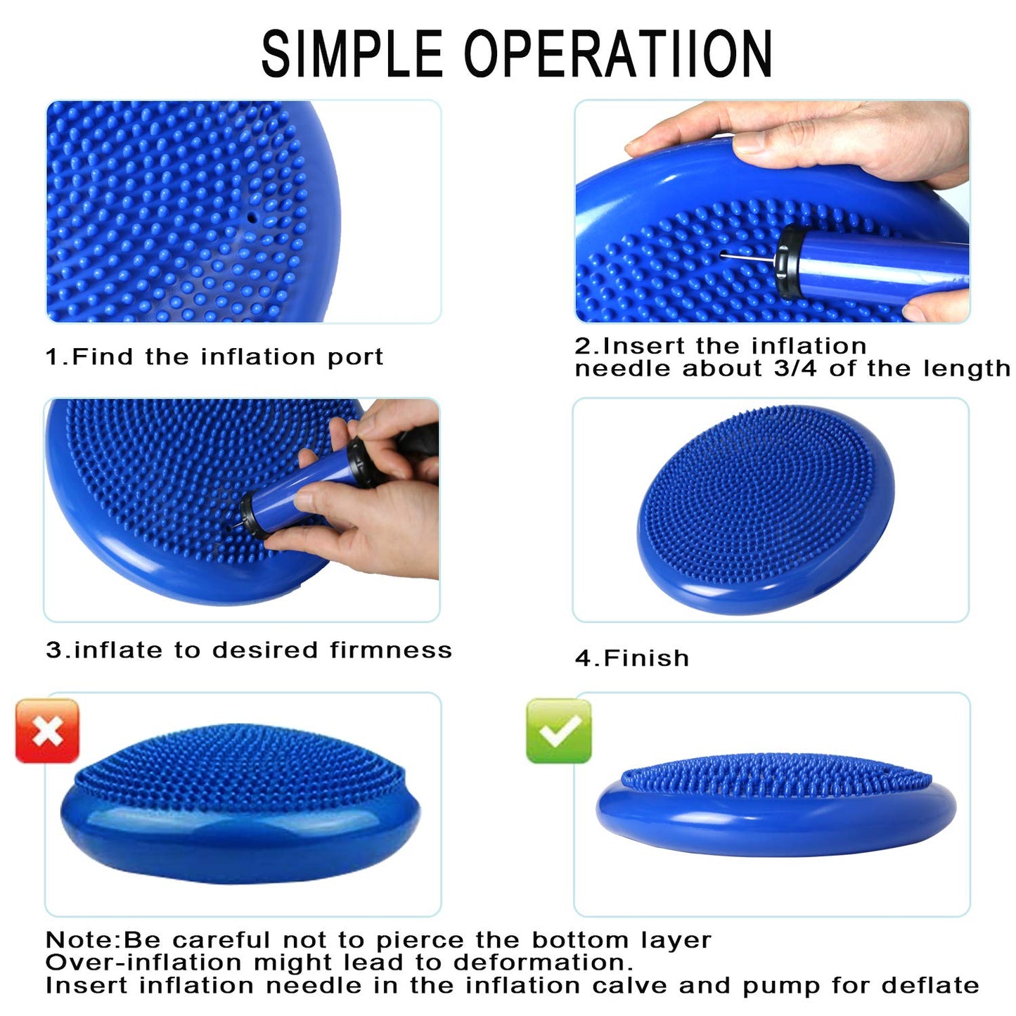 Nvzi Wobble Cushion, Balance Disc, Wiggle Seat, Balance Pads for Physical Therapy, Stability Disc, Wobble Board for Dogs, Office, Sensory Kids, Classroom with Spiky Massage Ball (Blue)