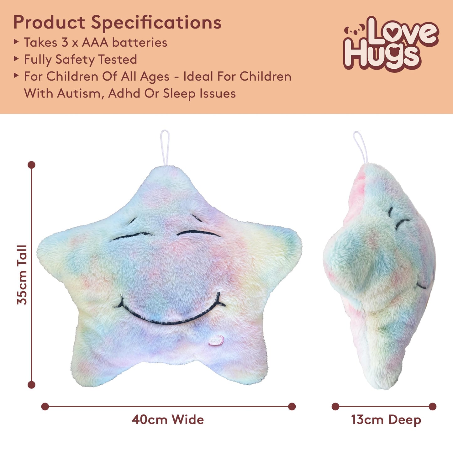 LoveHugs Musical Star Teddy Sensory Light - Sensory Toys For Autism - Sleep Aid For Kids