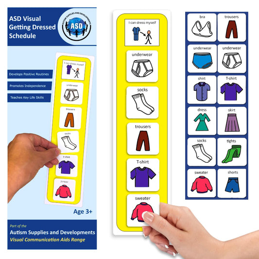 Visual Getting Dressed Schedule – Getting Dressed Routine Timetable Cards compatible with PECs Symbols & Boardmaker PCS (for non-verbal, ADHD, ASD, Autism, Kids, Children, Toddlers) (English)