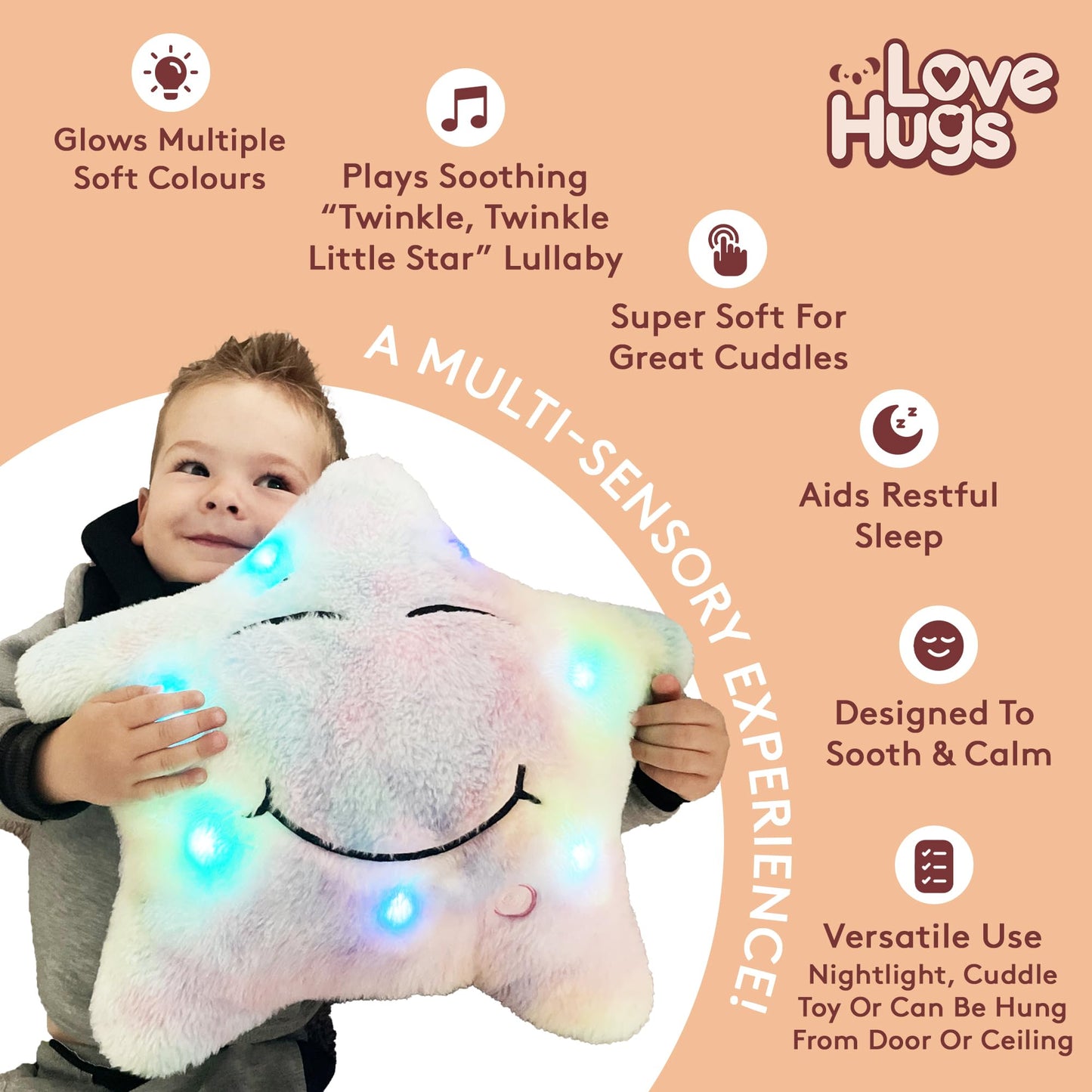 LoveHugs Musical Star Teddy Sensory Light - Sensory Toys For Autism - Sleep Aid For Kids