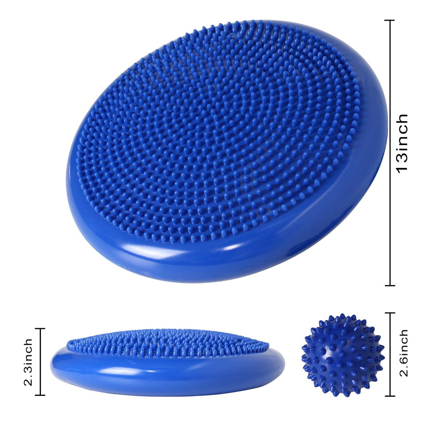 Nvzi Wobble Cushion, Balance Disc, Wiggle Seat, Balance Pads for Physical Therapy, Stability Disc, Wobble Board for Dogs, Office, Sensory Kids, Classroom with Spiky Massage Ball (Blue)