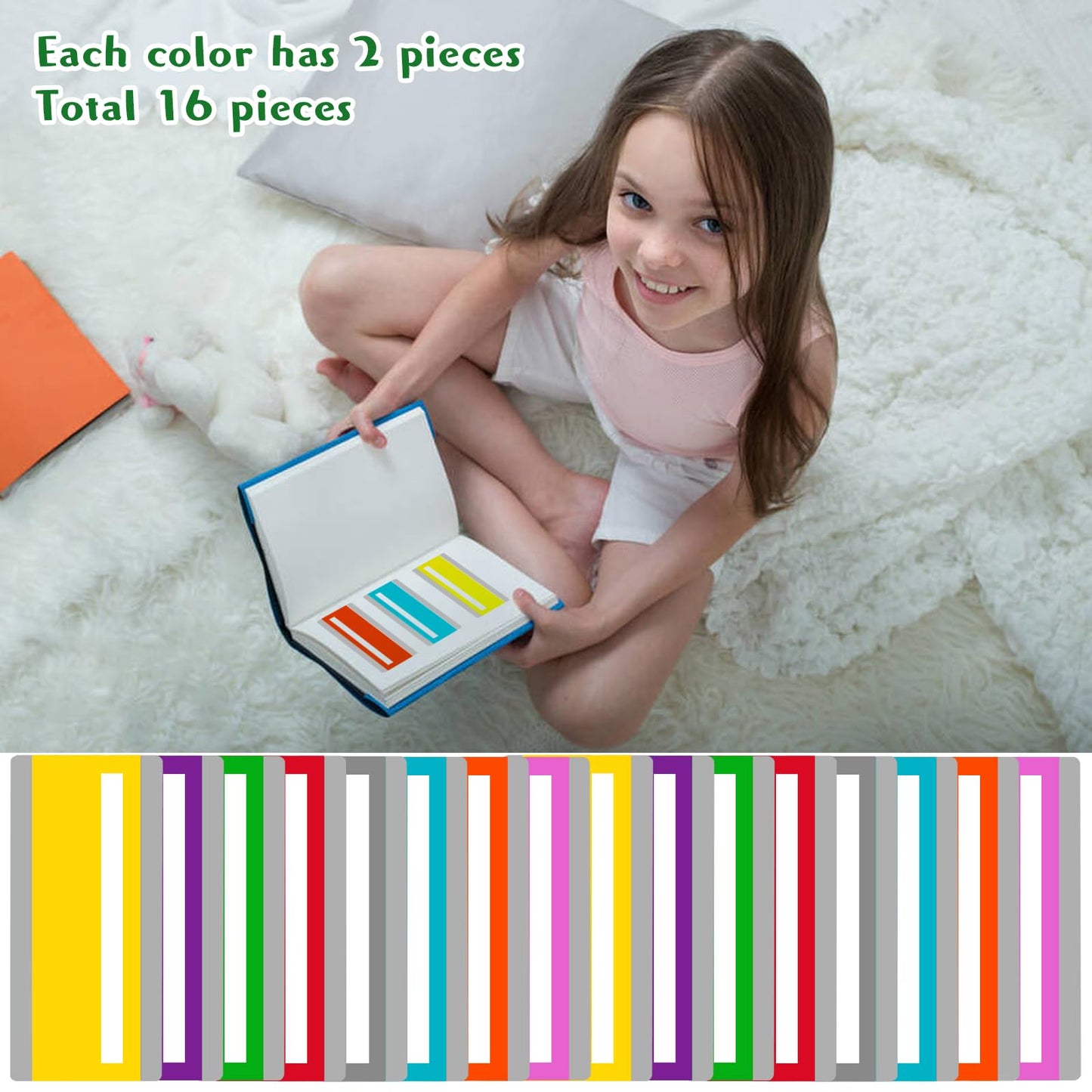 16 Pieces Professional Dyslexia Coloured Reading Overlays And Window Reading Ruler Overlays