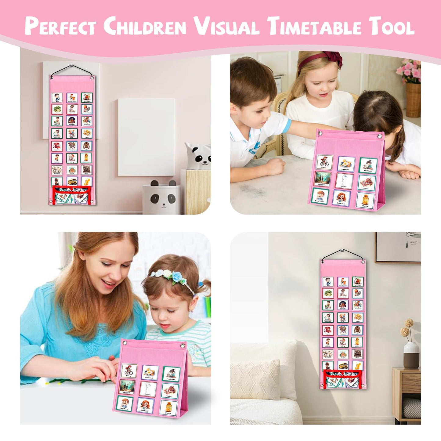 Sydzkjyxgs Visual Timetable for Kids 96 PECS Cards Daily Routine Chart 2 in1 Autistic Children