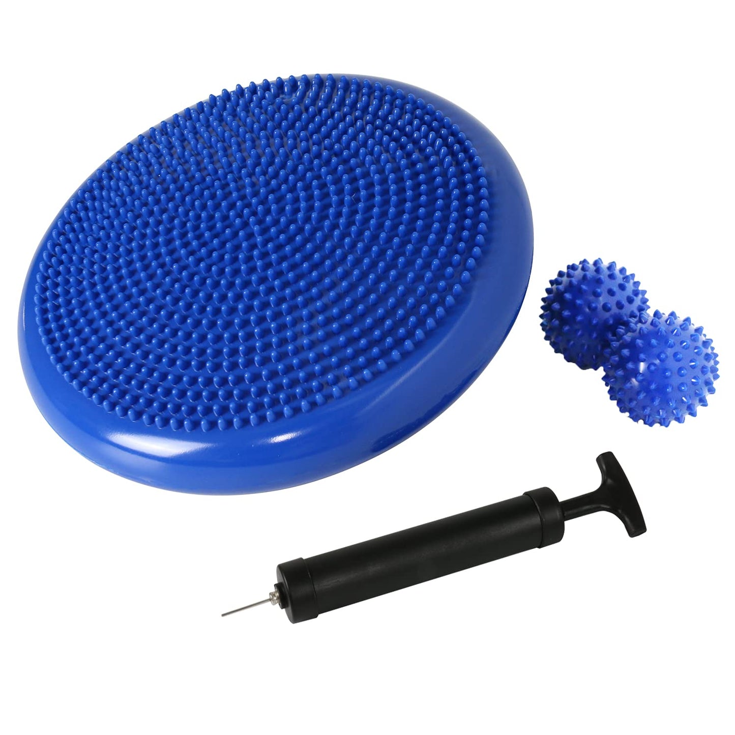 Nvzi Wobble Cushion, Balance Disc, Wiggle Seat, Balance Pads for Physical Therapy, Stability Disc, Wobble Board for Dogs, Office, Sensory Kids, Classroom with Spiky Massage Ball (Blue)