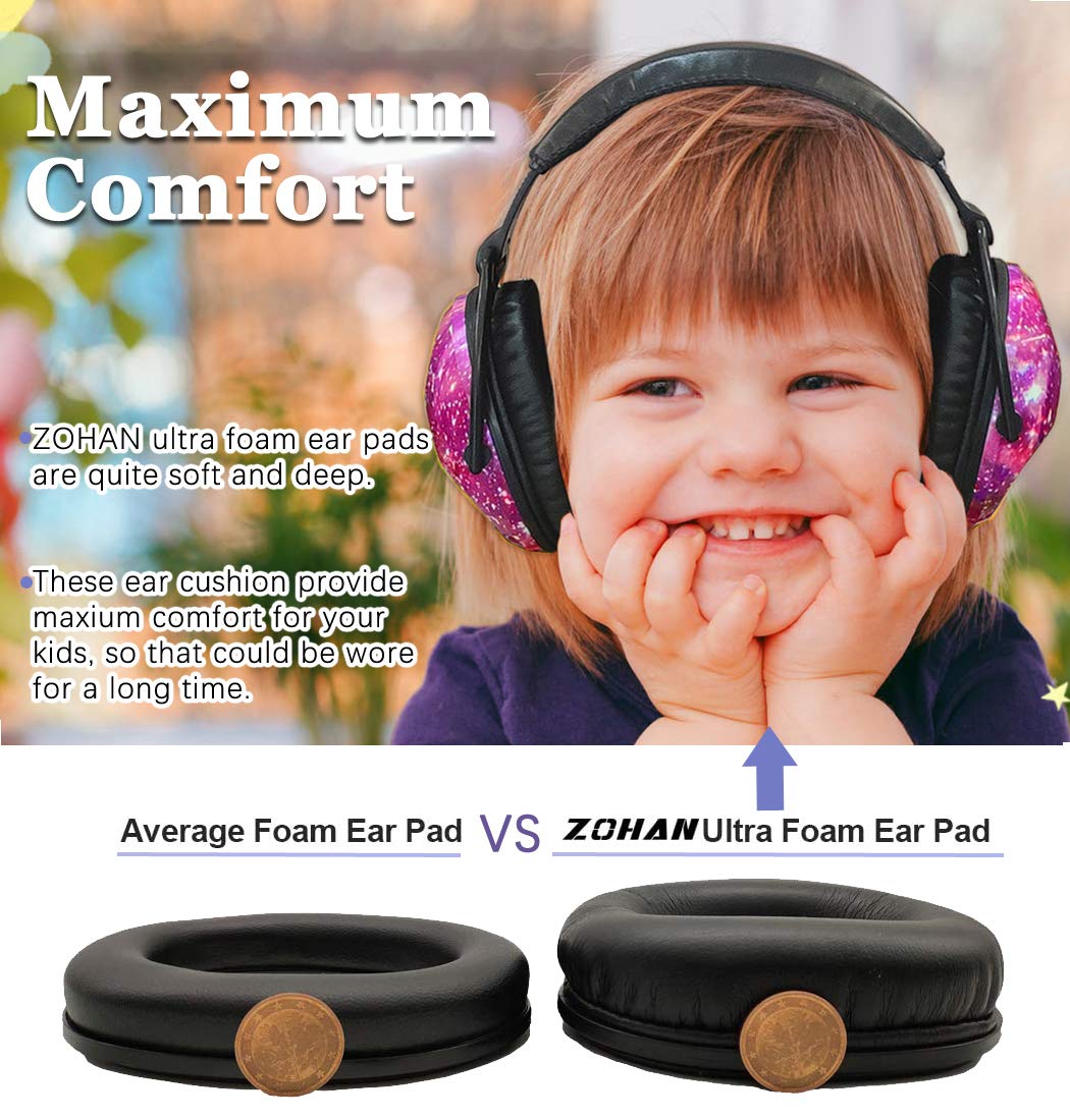 ZOHAN 030 Kids Ear Defenders, [Upgraded] Hearing Protection for Children have Sensory Issues, Noise Reduction Safety Earmuffs for Toddler with Autism, Ideal for Fireworks, Concerts, Cinema - Nebula