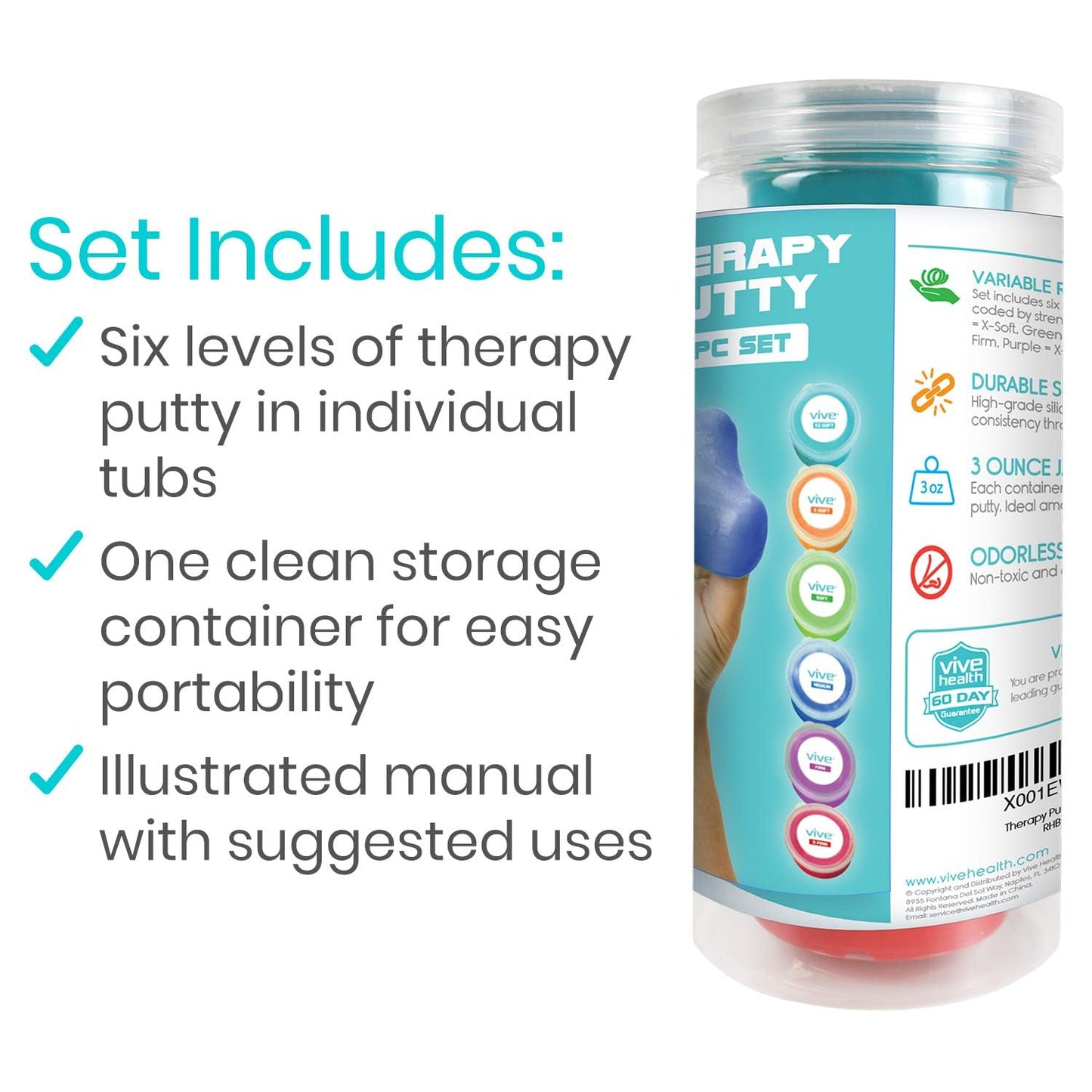 Vive Therapy Putty - Theraputty, Therapeutic, Occupational and Exercise Tool for Stress