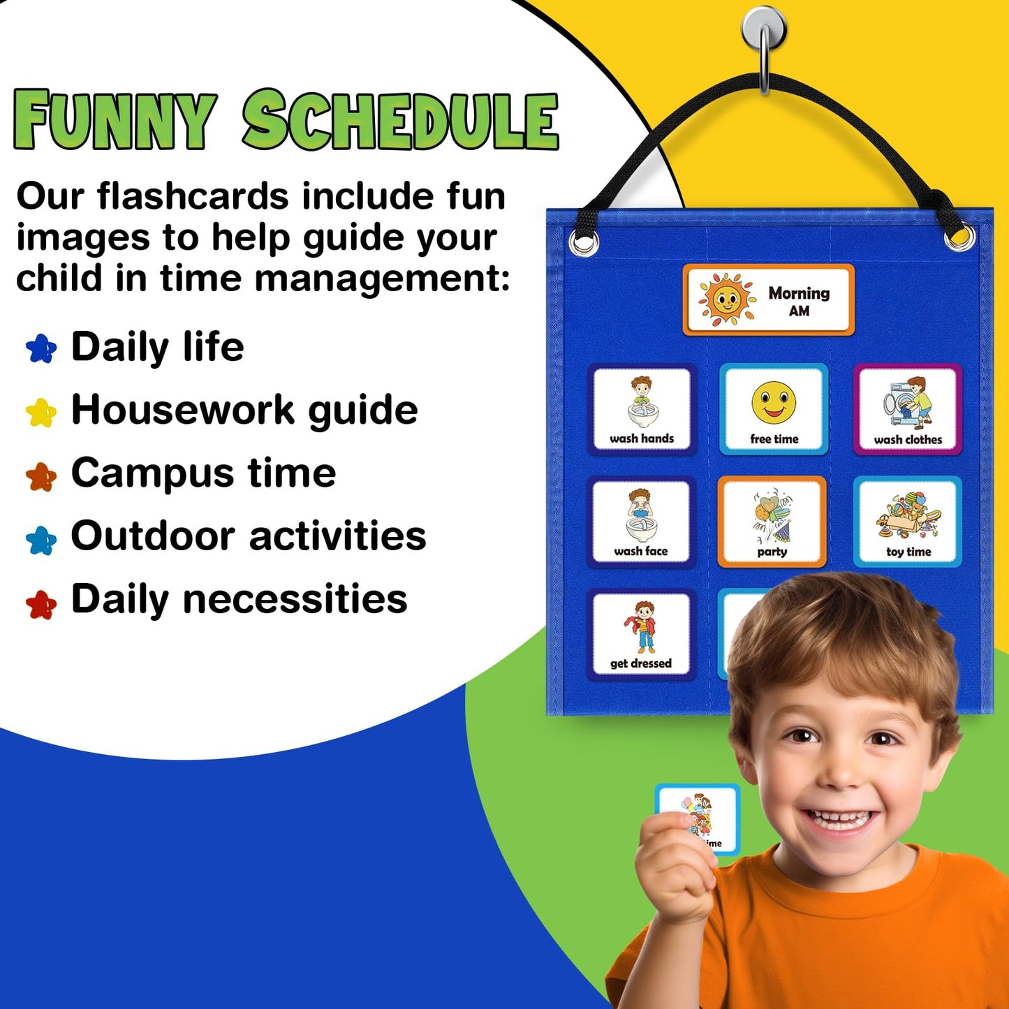 Visual Timetable Children Daily Routine Chart with 86 PECS Cards Now and Next Board