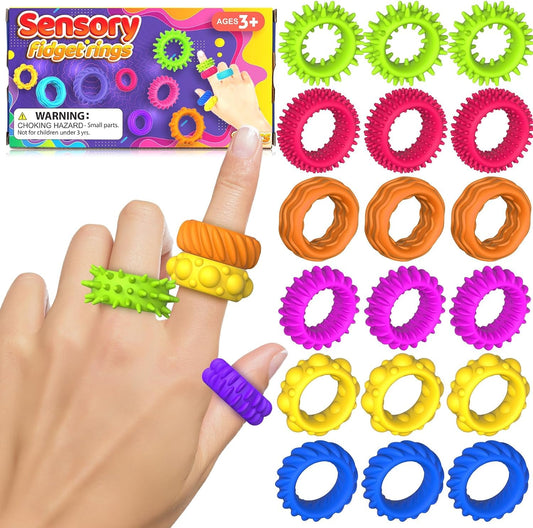 Fidget Sensory Rings for Autism, SMALL FISH 18 Pack Fidget Ring Sensory Finger Toys