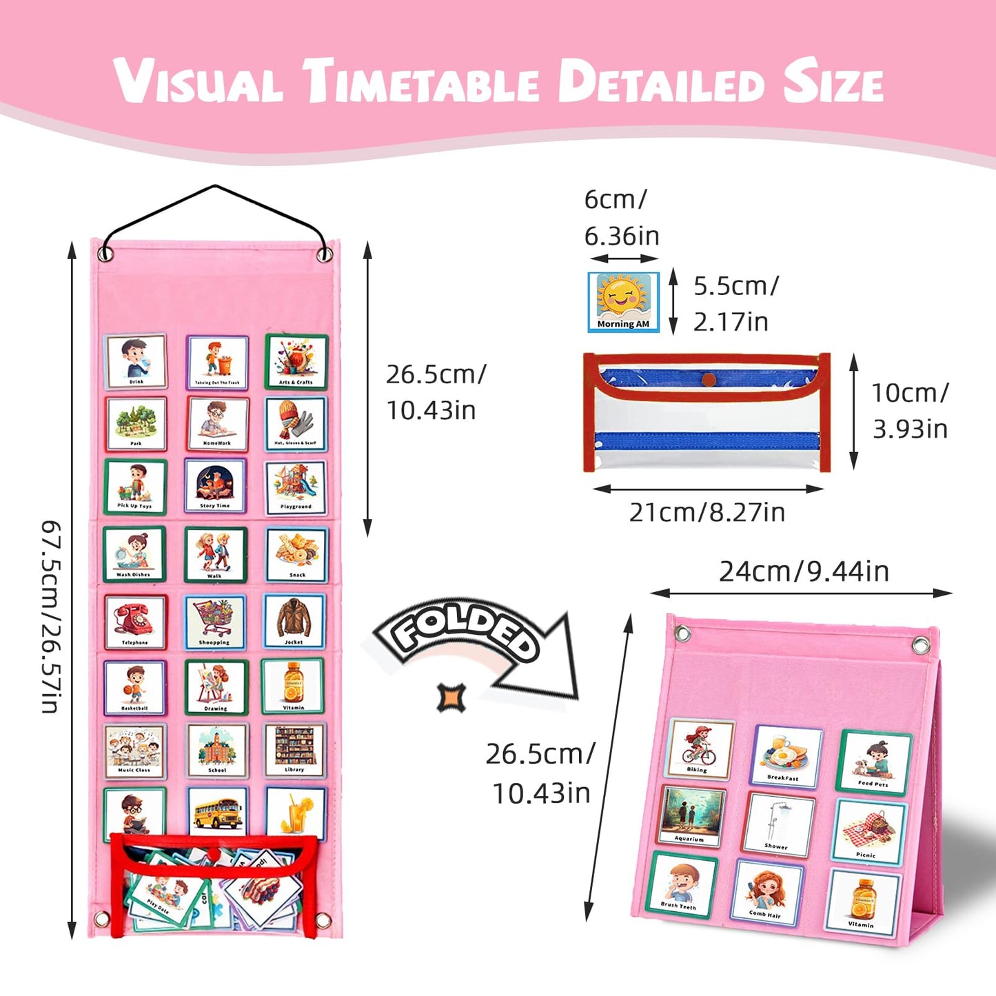 Sydzkjyxgs Visual Timetable for Kids 96 PECS Cards Daily Routine Chart 2 in1 Autistic Children