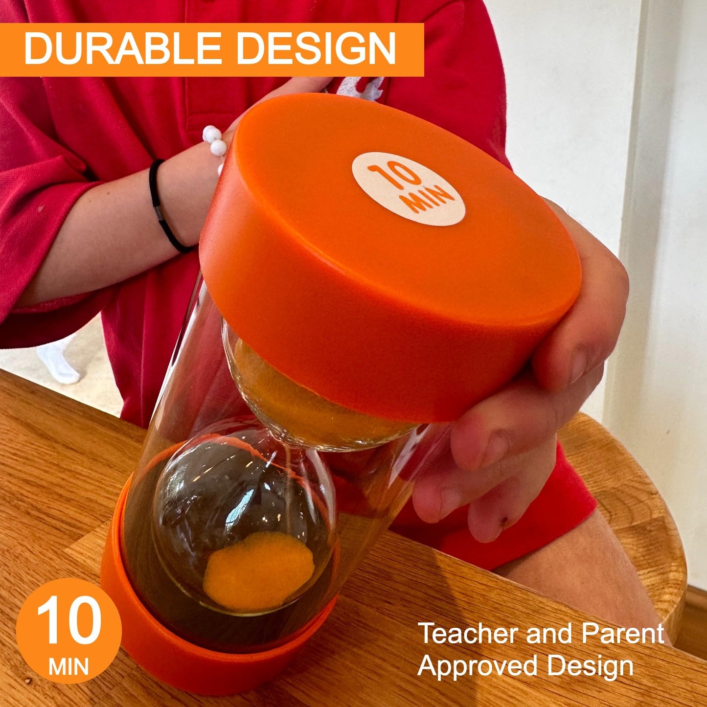 Jumbo Sand Timer for Kids - Colourful and Attractive - Easy-to-Operate Visual Learning Tool (10 Min - Orange)