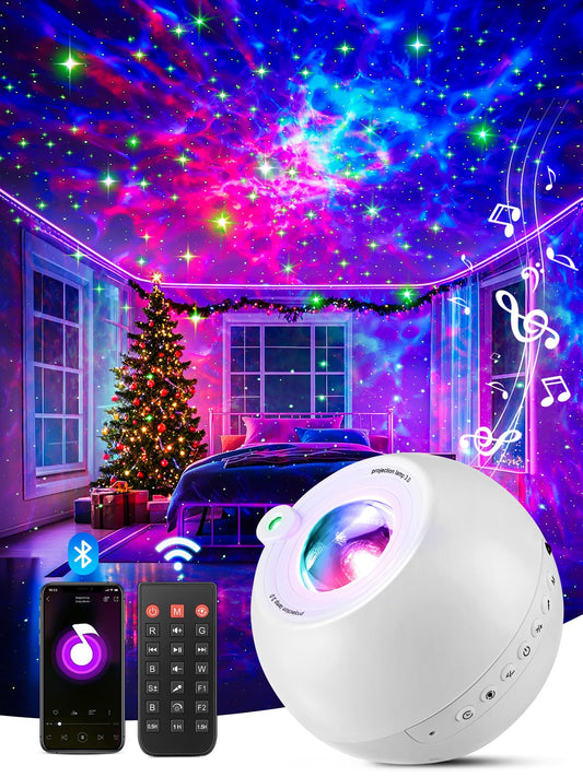 PIKOY Star Projector Night Light Projector for Bedroom,15 Colors+15 White Noise+ Bluetooth+7 Dimmable Galaxy Projector