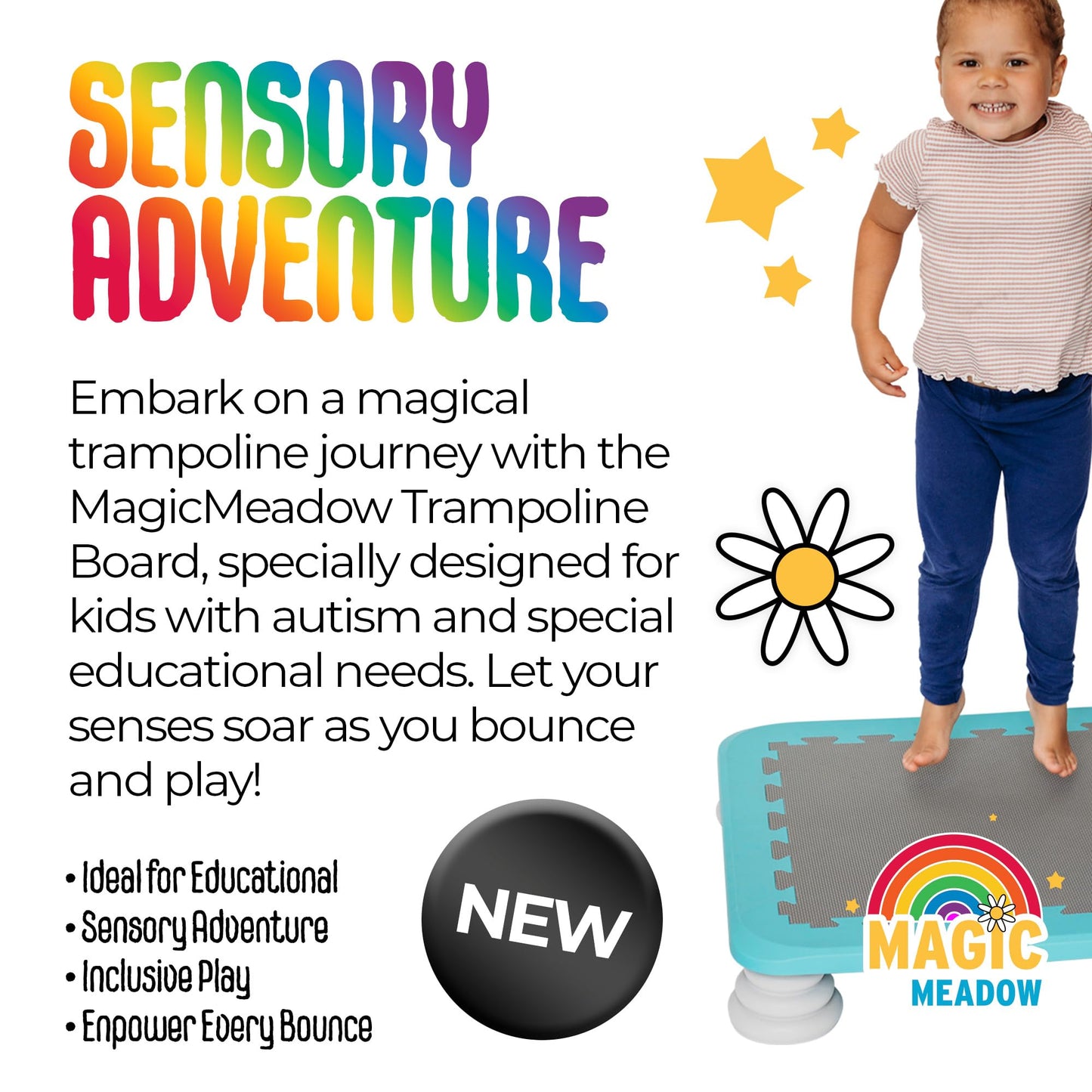 MagicMeadow Children’s Trampoline Board | Enchanting Children’s Trampoline Board | An Autism-Friendly Sensory Toy for Active Play & Therapy (Red)