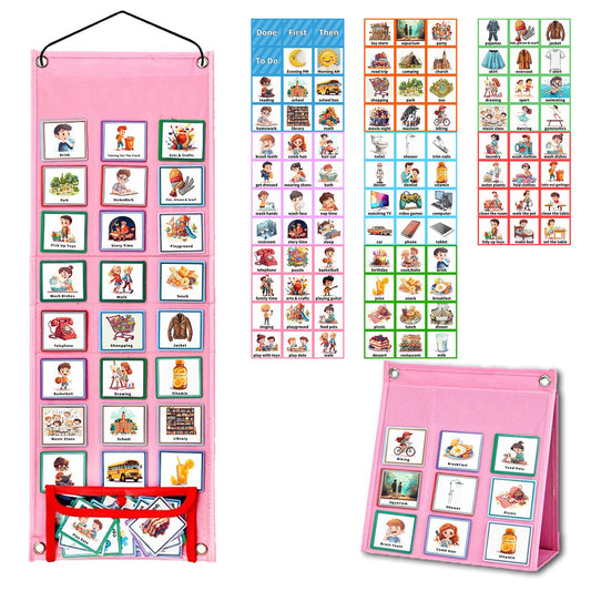 Sydzkjyxgs Visual Timetable for Kids 96 PECS Cards Daily Routine Chart 2 in1 Autistic Children