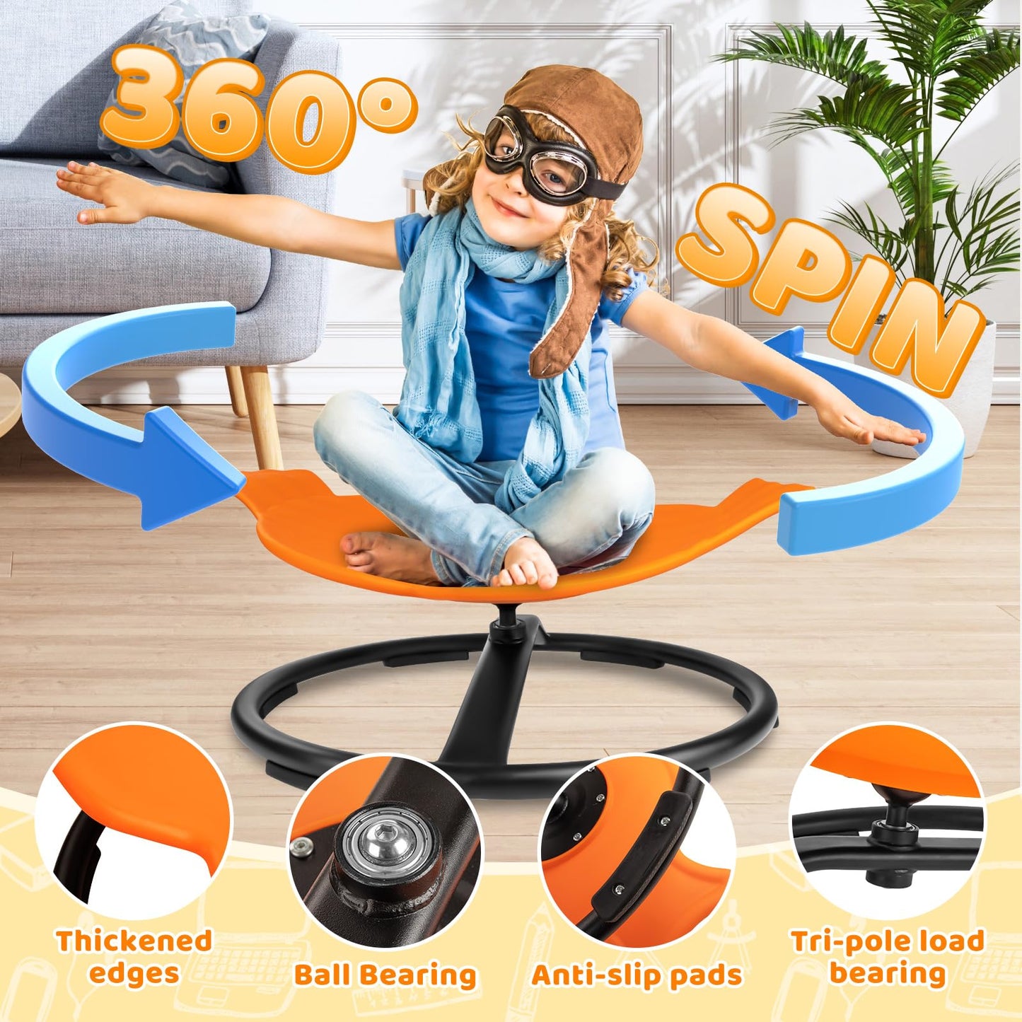 Dhapy Sensory Spinning Chair, Spinning Chair for Autism, 360° Spinning Chair for Kids, Training Body