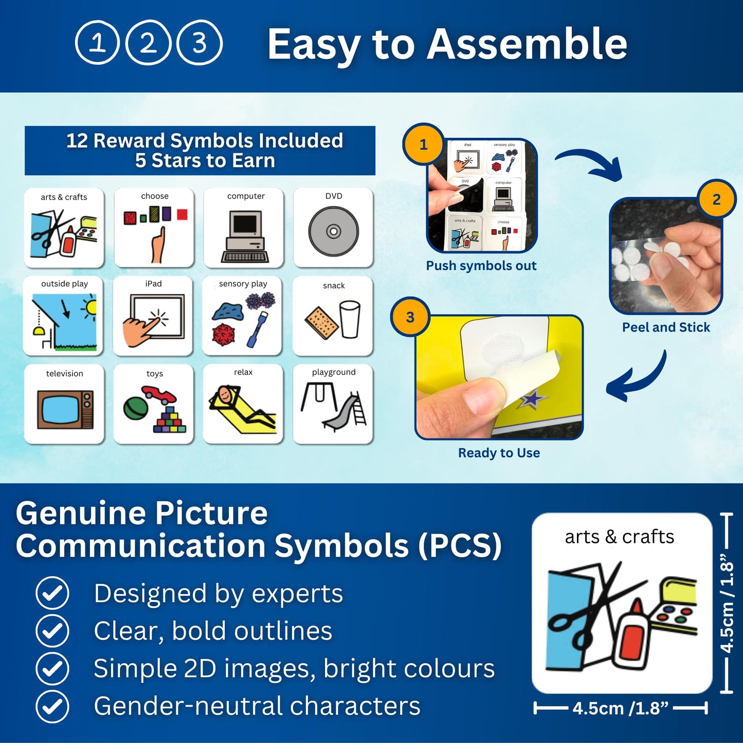 Reward Chart – Reusable Behaviour Management Visual Symbol Sticker Star Chart Board