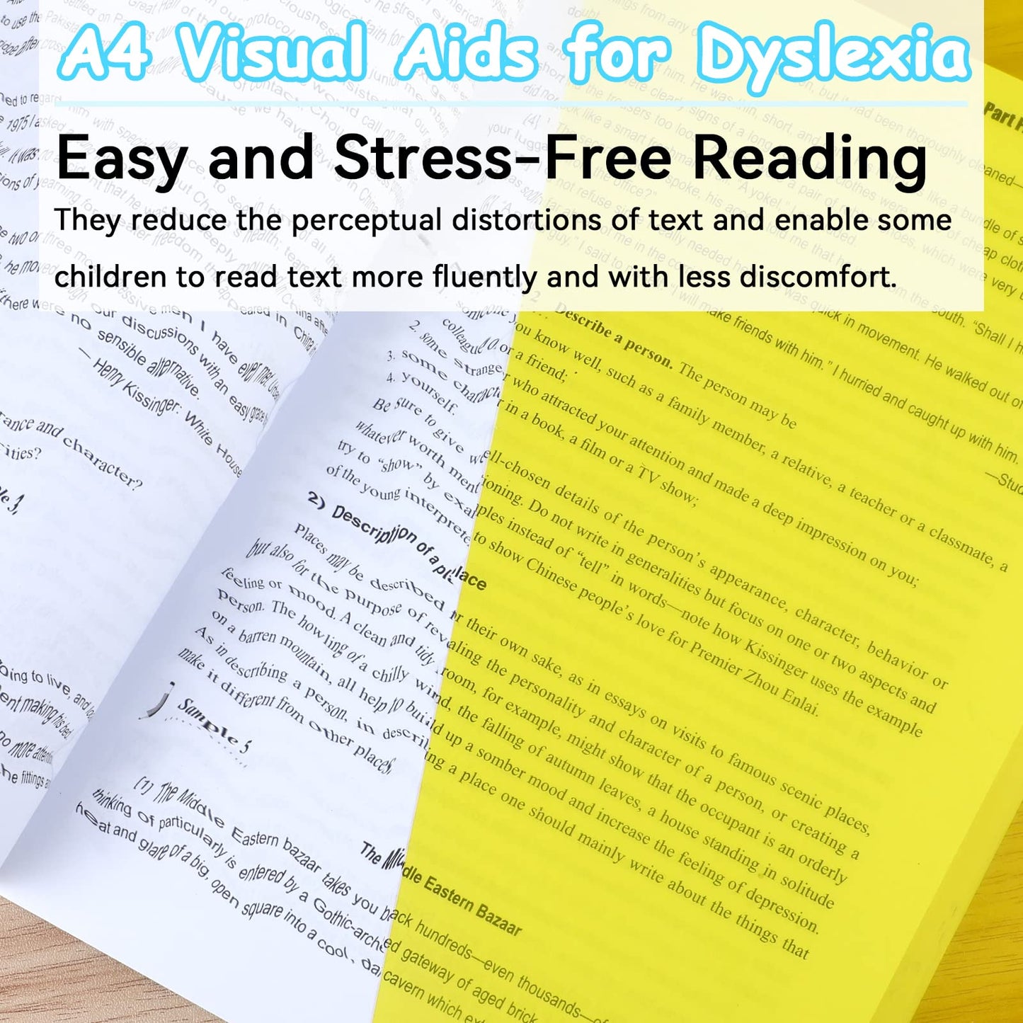 Weysoo Dyslexia Overlays, A4 Coloured Dyslexia Aids for Children, 6PCS Coloured Overlays