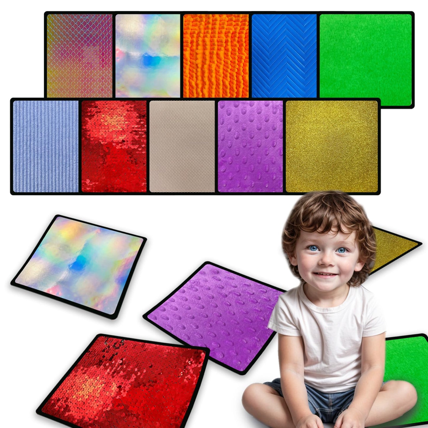 Bouiexye 10 Sets Sensory Mats for Autistic Children Textured Sensory Tiles Sensory Toys