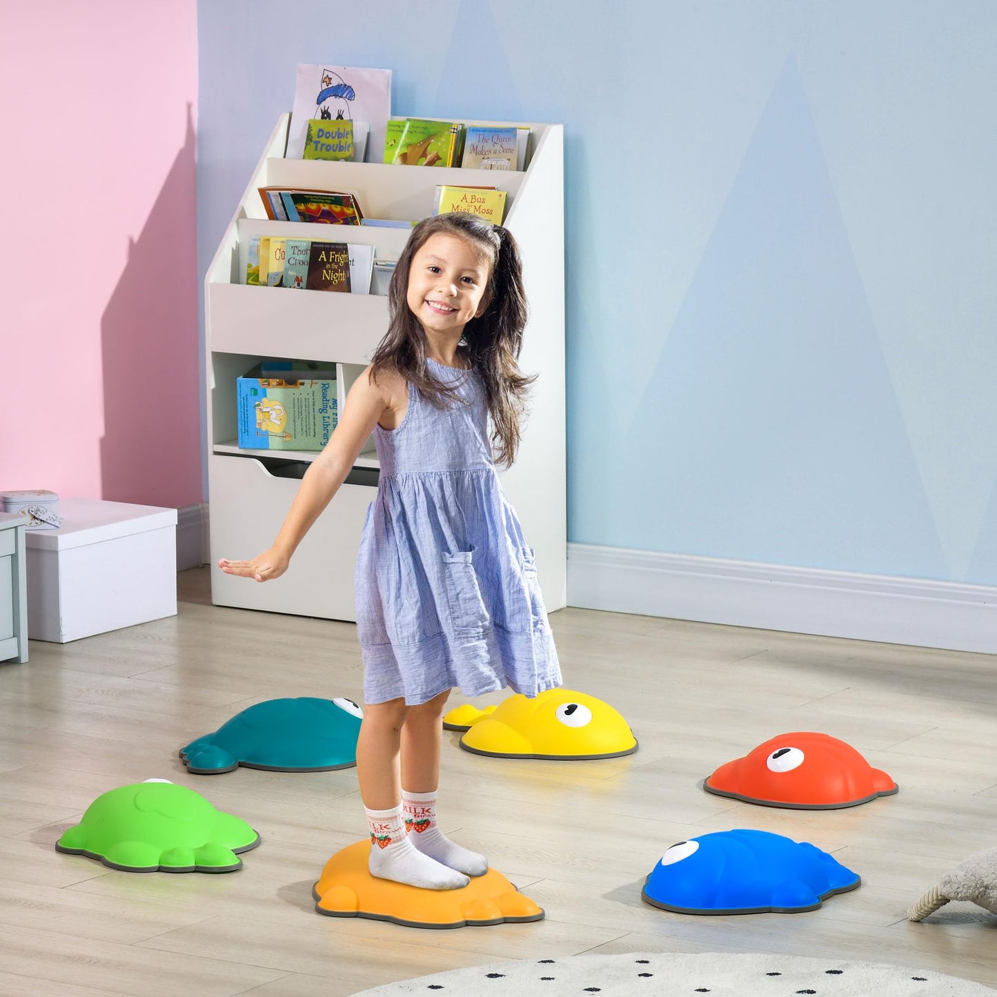 AIYAPLAY Stepping Stones Kids, 9 Pcs Goldfish Shaped Balance Stepping Stones for Sensory