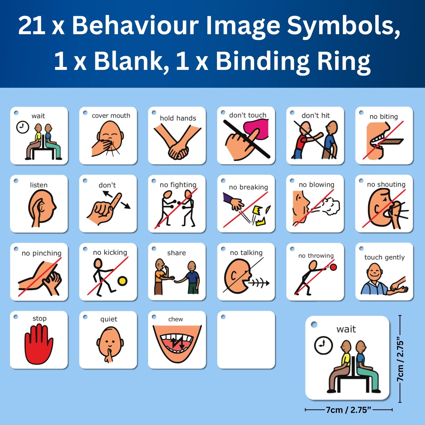 Behaviour Keyring Nonverbal Autism Lanyard – 22 Communication Cards – SEN – Autism Learning Resources – Behaviour Charts for Children, Toddler, EYFS