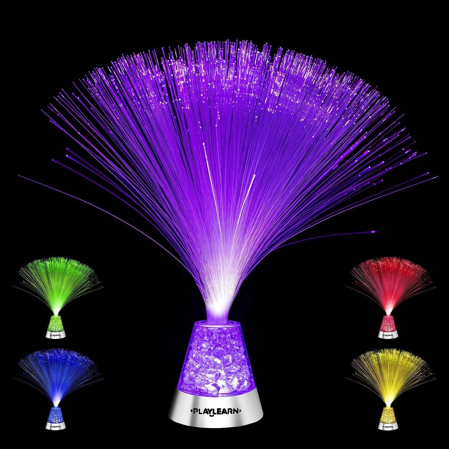 Playlearn Fibre Optic Colour Changing Lamp, Crystal Filled Base - 4 Colours Battery Operated